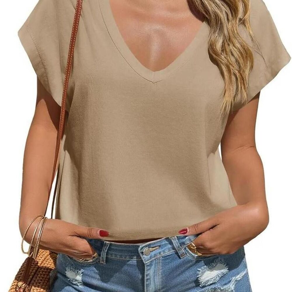 Brand new - Tankaneo Women's Tan and Cream T-shirt - Picture 3 of 8